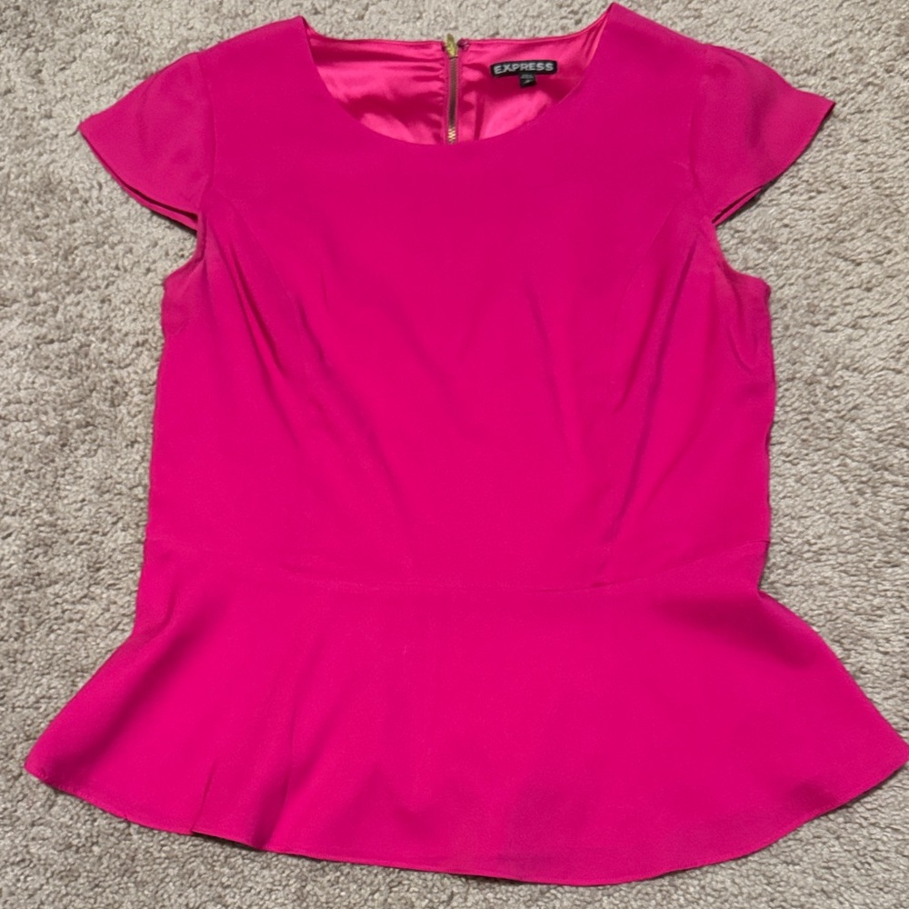 Express Women's Bright Pink Peplum Blouse
